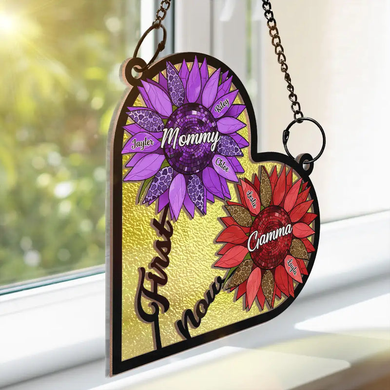 First Mom Now Grandma - Personalized Window Hanging Suncatcher Ornament