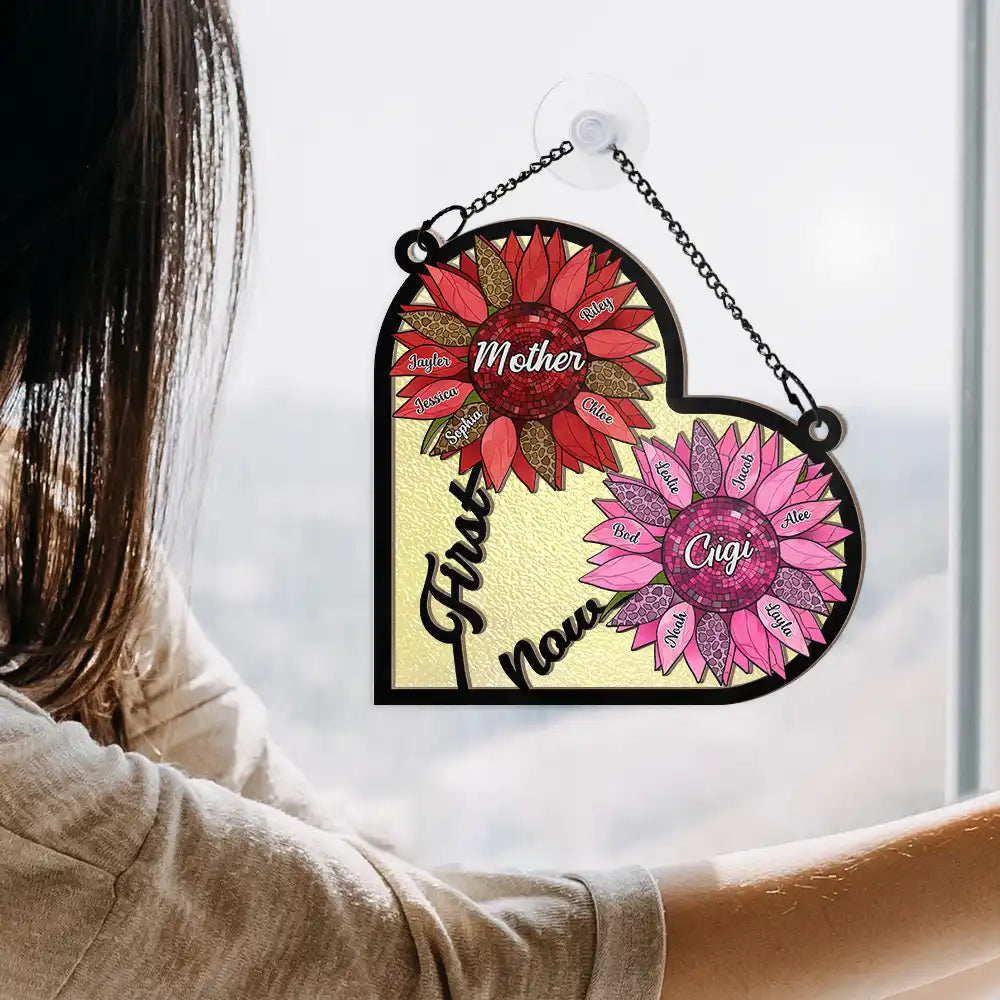 First Mom Now Grandma - Personalized Window Hanging Suncatcher Ornament