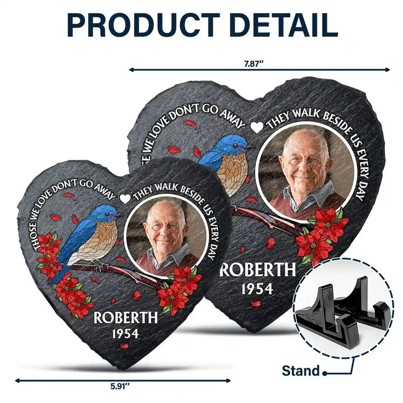 Cœur commémoratif personnalisé avec photo « Je suis toujours avec toi » - Pierre de jardin commémorative en forme de cœur personnalisée