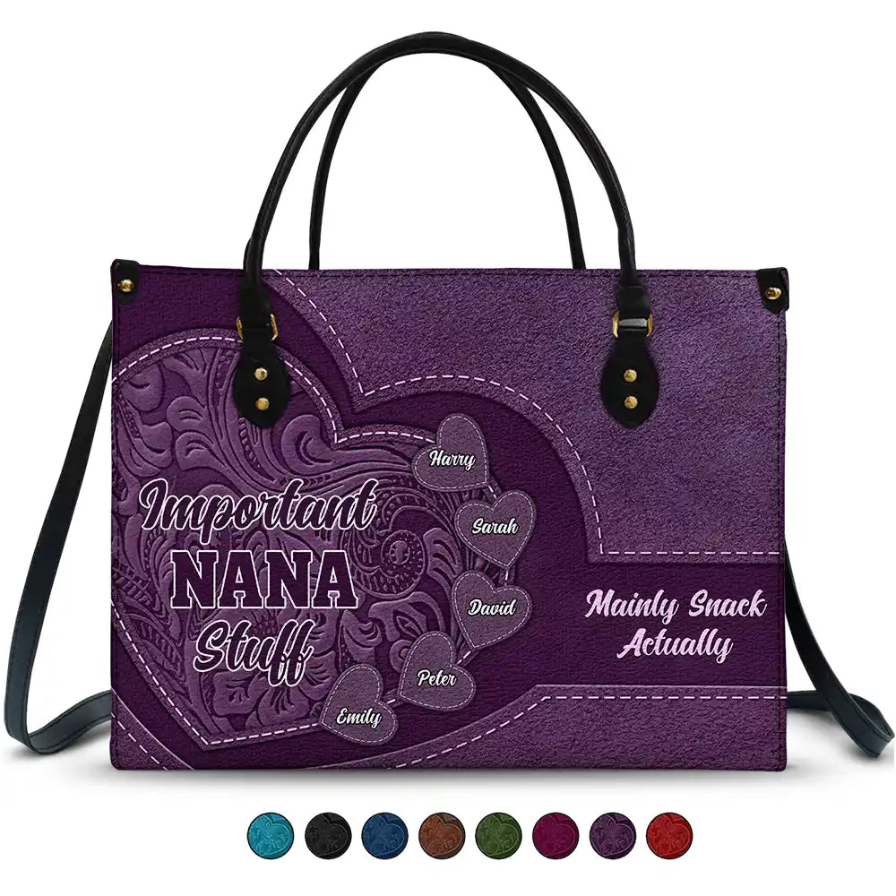 Important Nana Stuff - Personalized Leather Bag