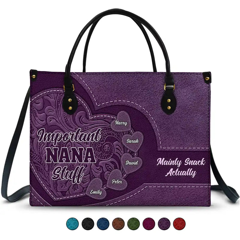 Important Nana Stuff - Personalized Leather Bag