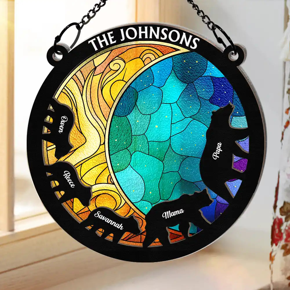 Together We Make A Family Bear - Personalized Window Hanging Suncatcher Ornament