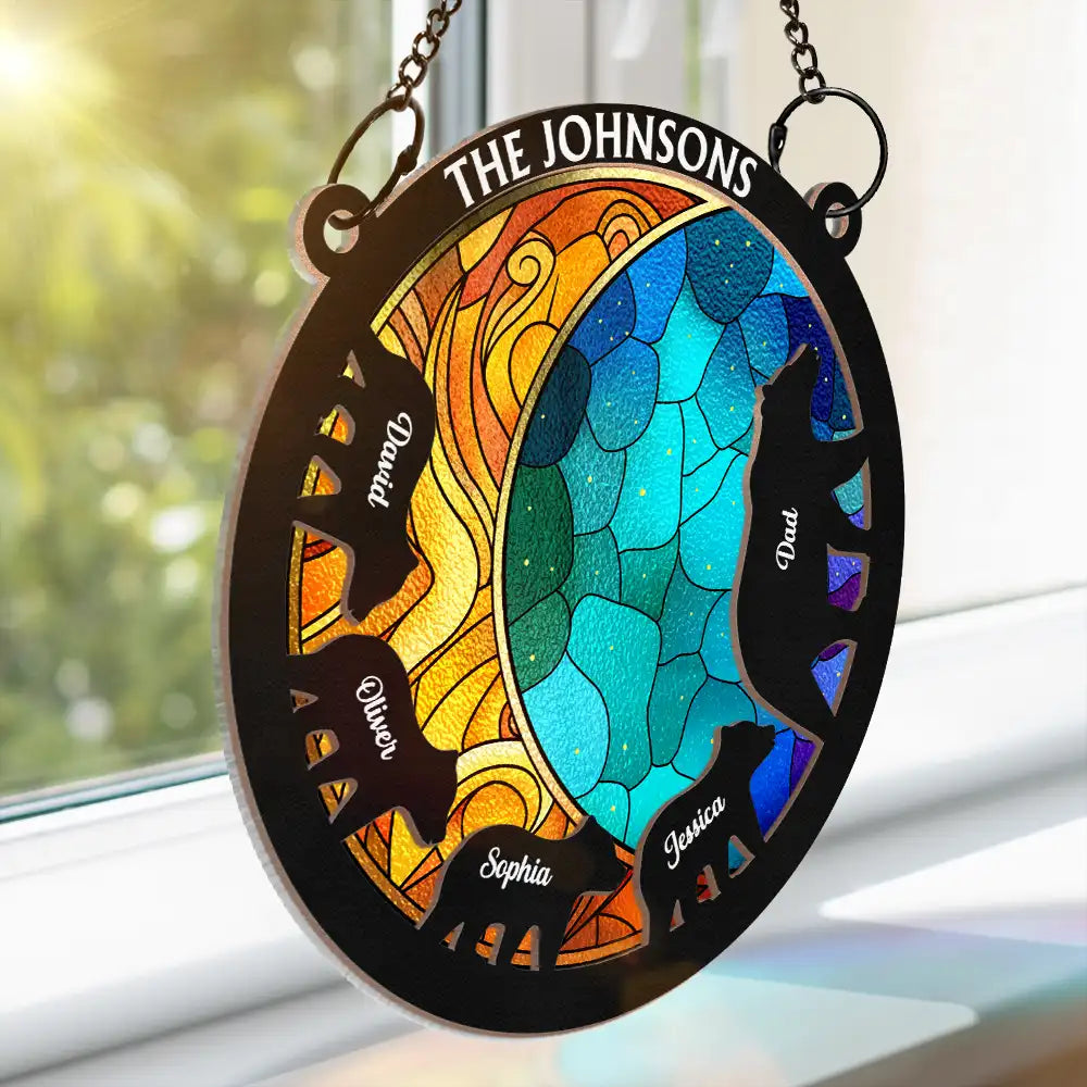 Together We Make A Family Bear - Personalized Window Hanging Suncatcher Ornament