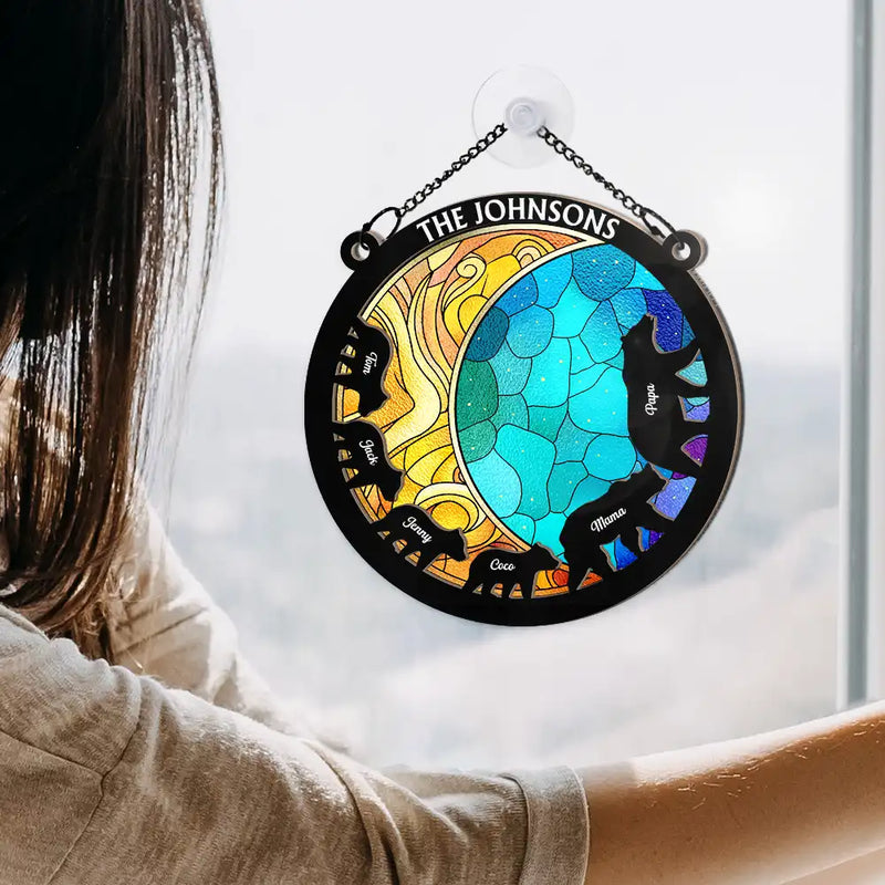 Together We Make A Family Bear - Personalized Window Hanging Suncatcher Ornament