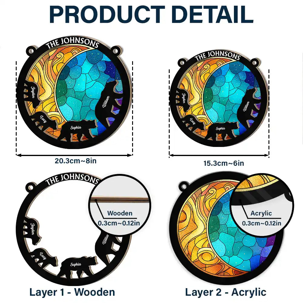 Together We Make A Family Bear - Personalized Window Hanging Suncatcher Ornament