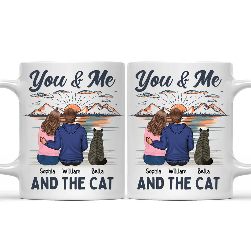 You & Me And The Cat - Personalized Mug