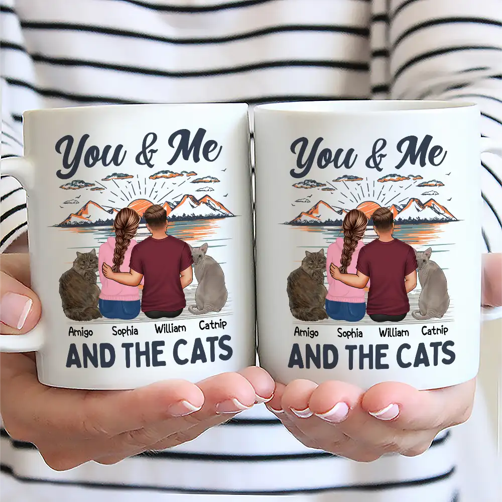 You & Me And The Cat - Personalized Mug