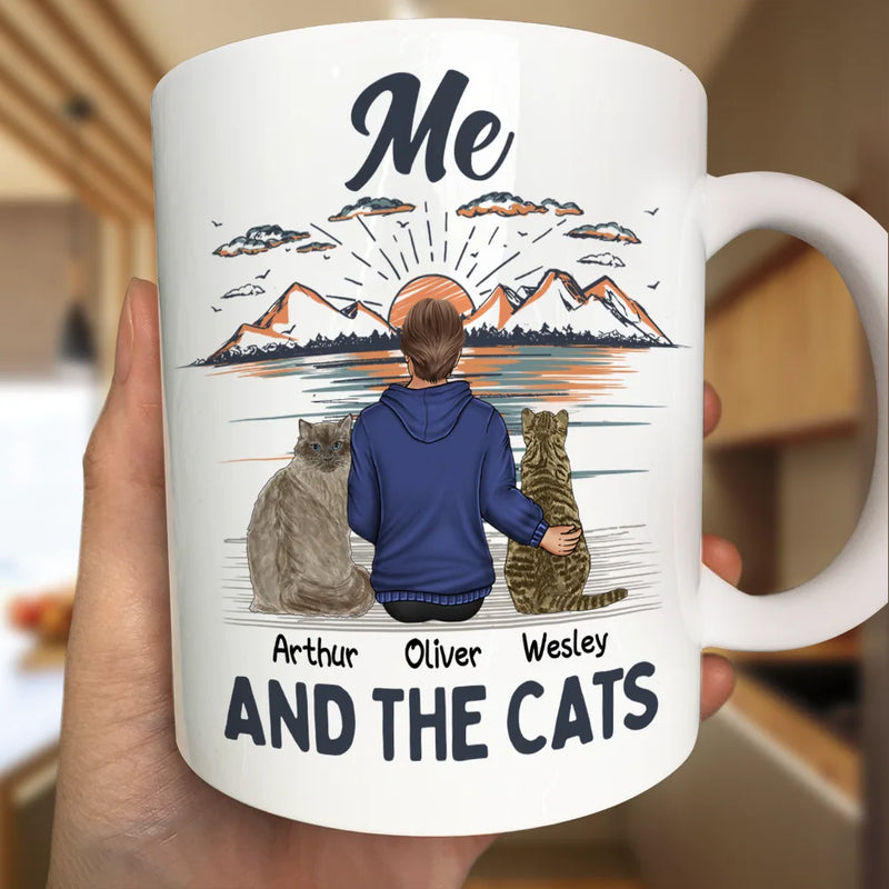 You & Me And The Cat - Personalized Mug