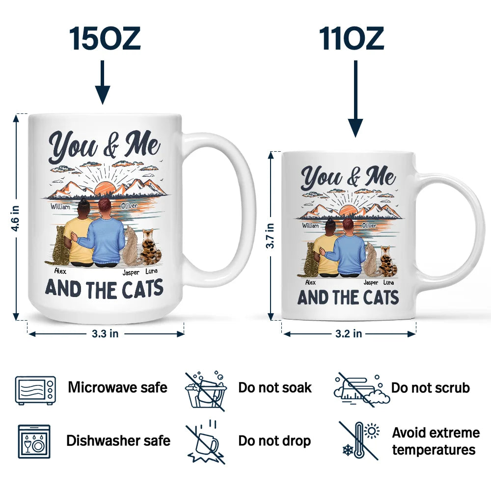 You & Me And The Cat - Personalized Mug