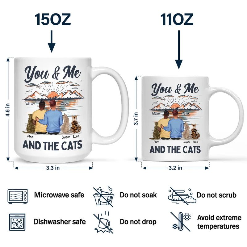 You & Me And The Cat - Personalized Mug
