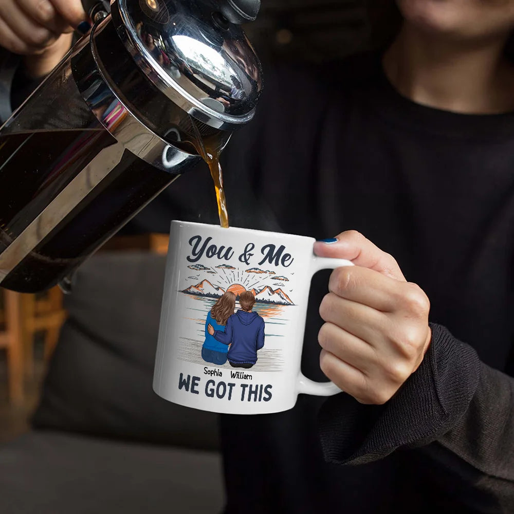You & Me And The Cat - Personalized Mug