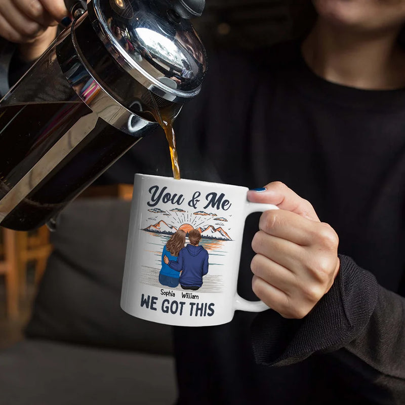 You & Me And The Cat - Personalized Mug