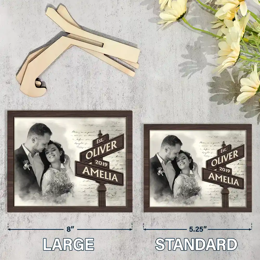 Wedding Frame 2024 8x10 Photo Gift Personalize Plaque Anniversary Engagement New Baby Special Occasion Name Plaque Unique First Christmas Wood