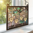 Family Tree Wood Love Grows Here - Personalized Window Hanging Suncatcher Ornament