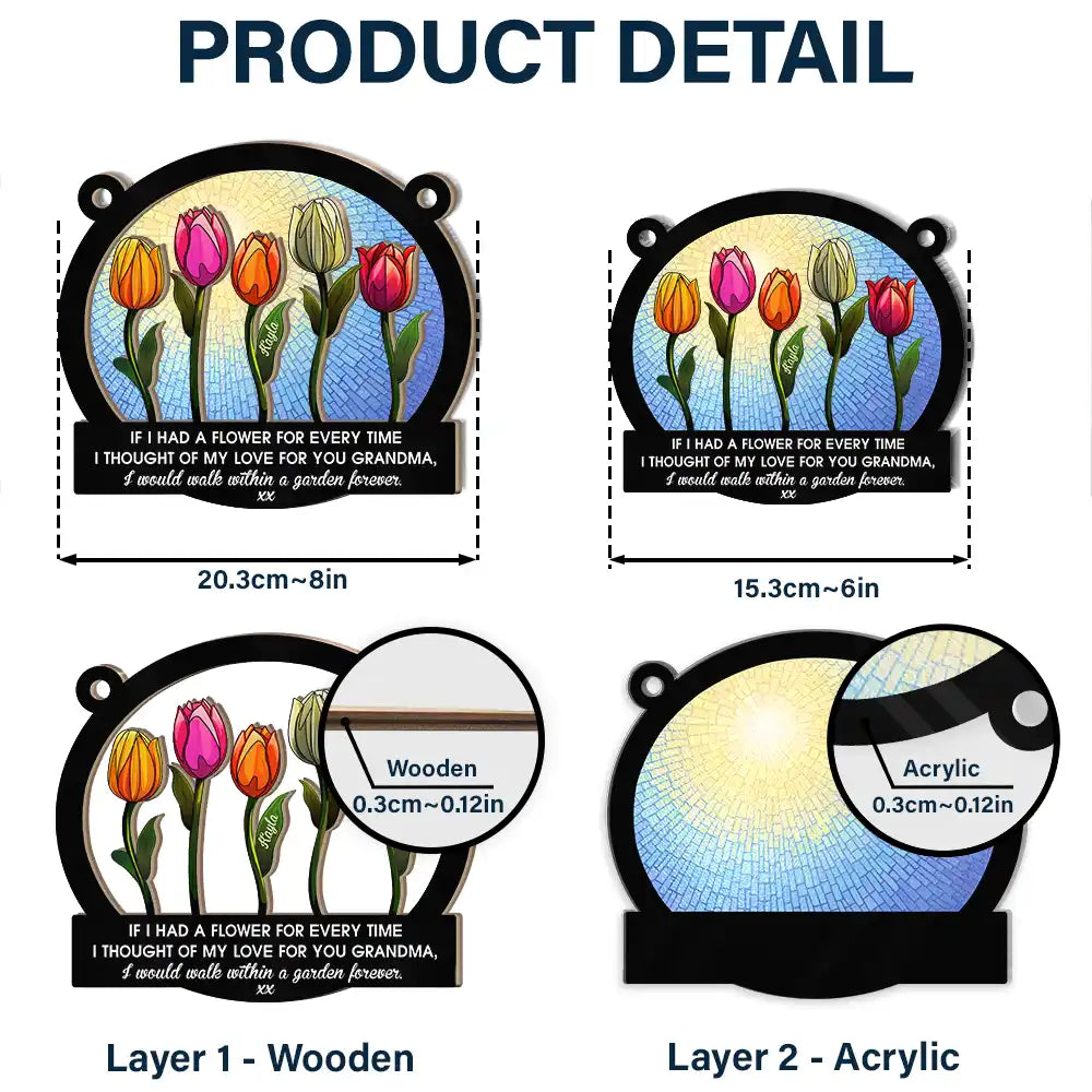 If We Had A Flower Mom Grandma - Personalized Window Hanging Suncatcher Ornament