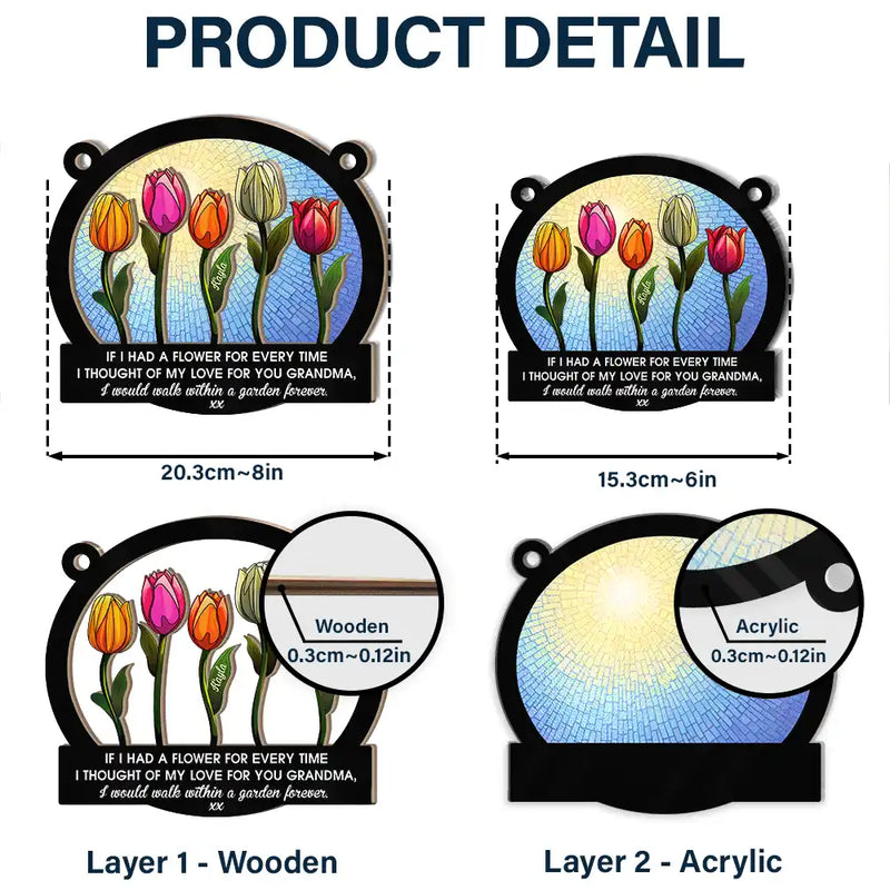 If We Had A Flower Mom Grandma - Personalized Window Hanging Suncatcher Ornament
