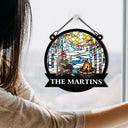 Campfire Fire Pit Grilling - Personalized Window Hanging Suncatcher Ornament