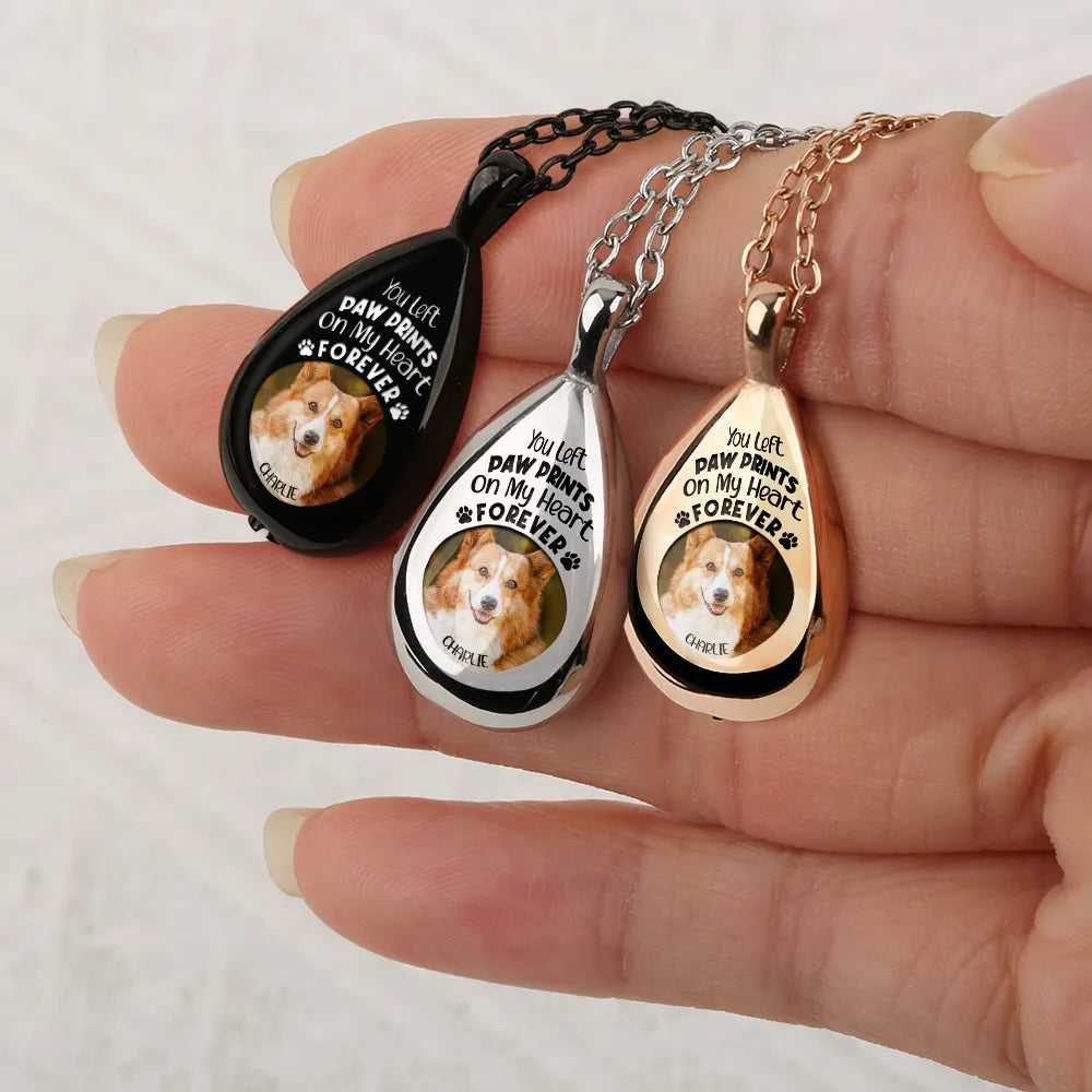 Collier souvenir personnalisé avec photo et empreintes de pattes