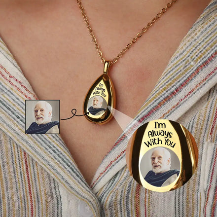 Collier souvenir personnalisé avec photo « Je suis toujours avec toi »