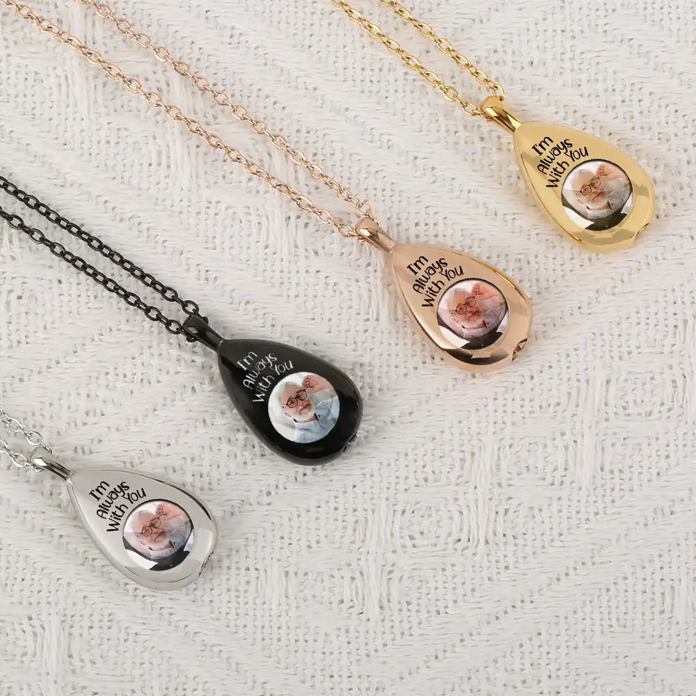Collier souvenir personnalisé avec photo « Je suis toujours avec toi »