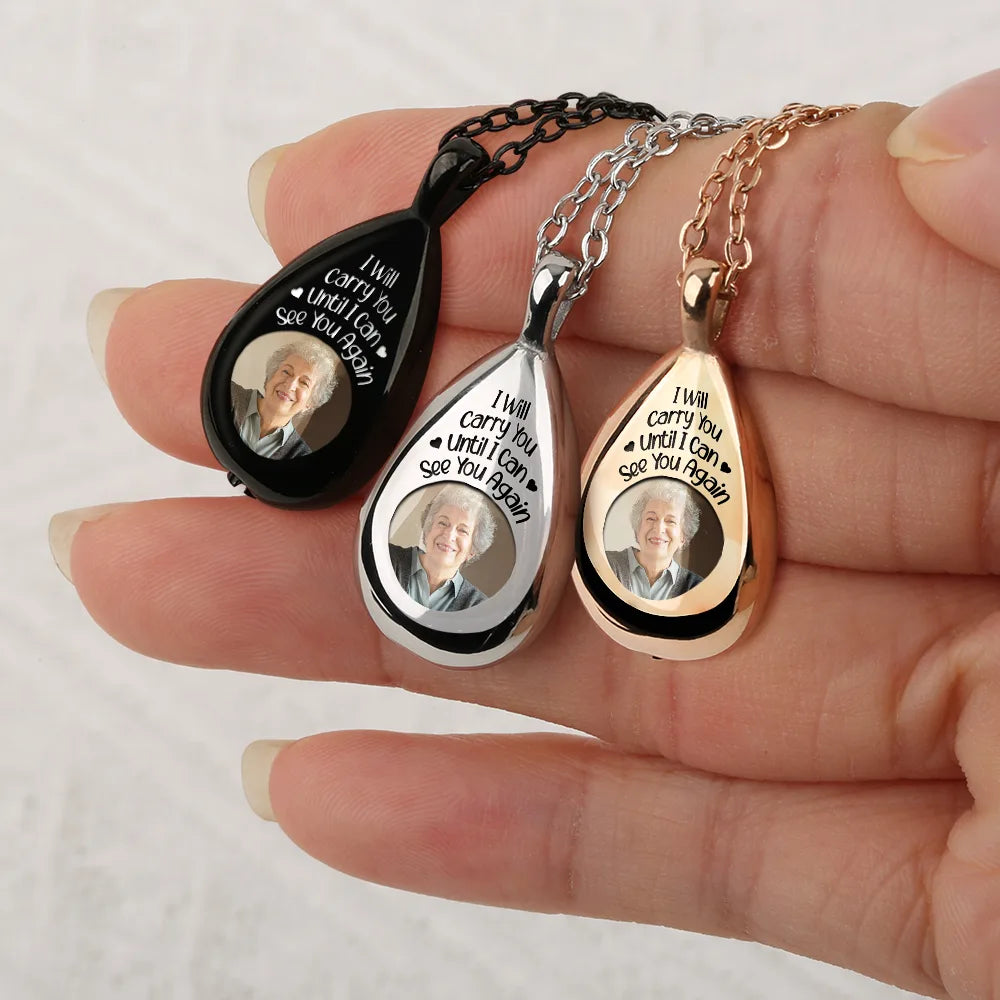 Custom Photo I Will Carry You Memorial - Personalized Keepsake Necklace