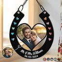 Custom Photo Good Luck Wedding Horseshoe - Personalized Window Hanging Suncatcher Ornament