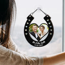 Custom Photo Good Luck Wedding Horseshoe - Personalized Window Hanging Suncatcher Ornament