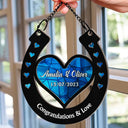 Good Luck Wedding Horseshoe - Personalized Window Hanging Suncatcher Ornament