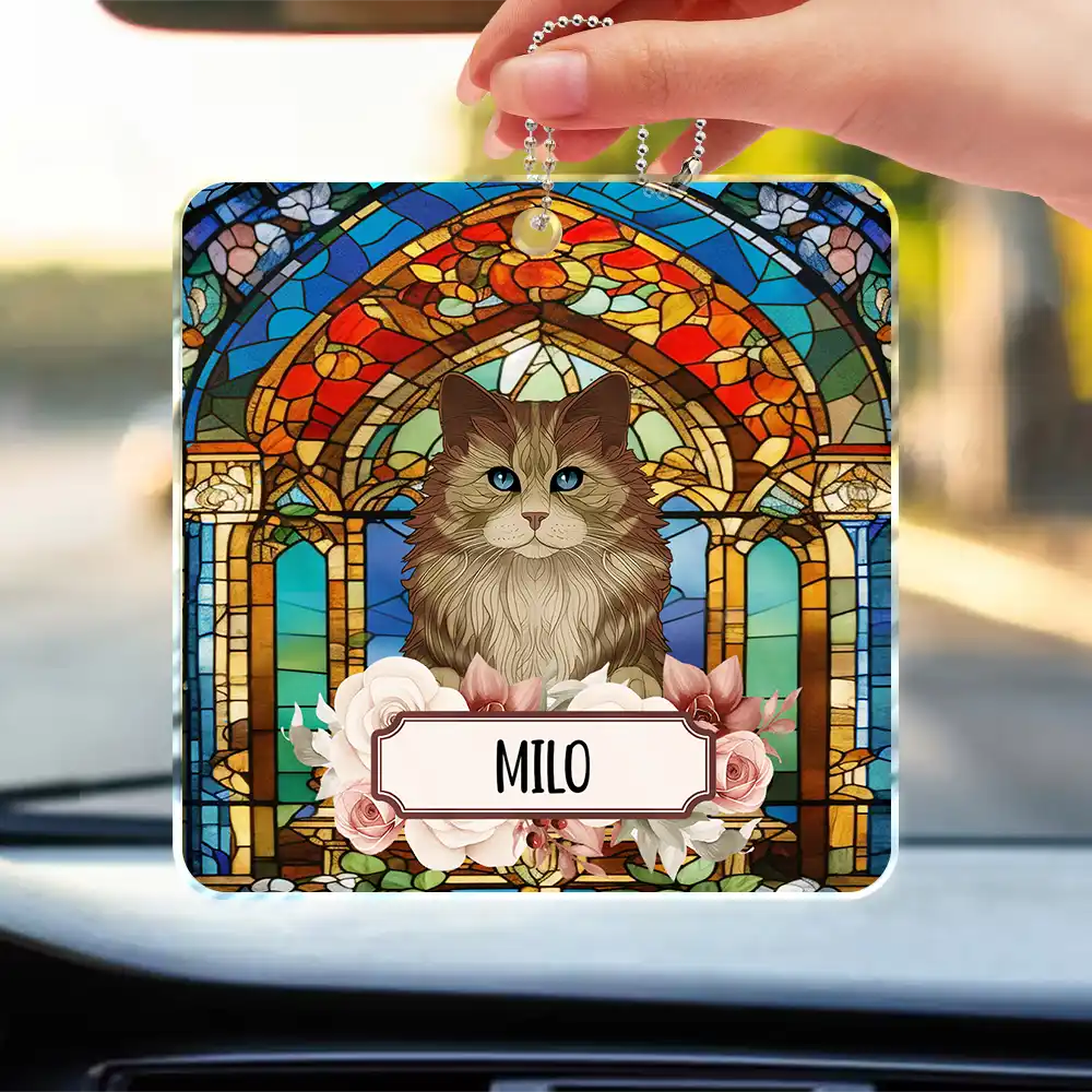 Best Friend For Life Dog Cat Stained Glass - Personalized Acrylic Car Hanger