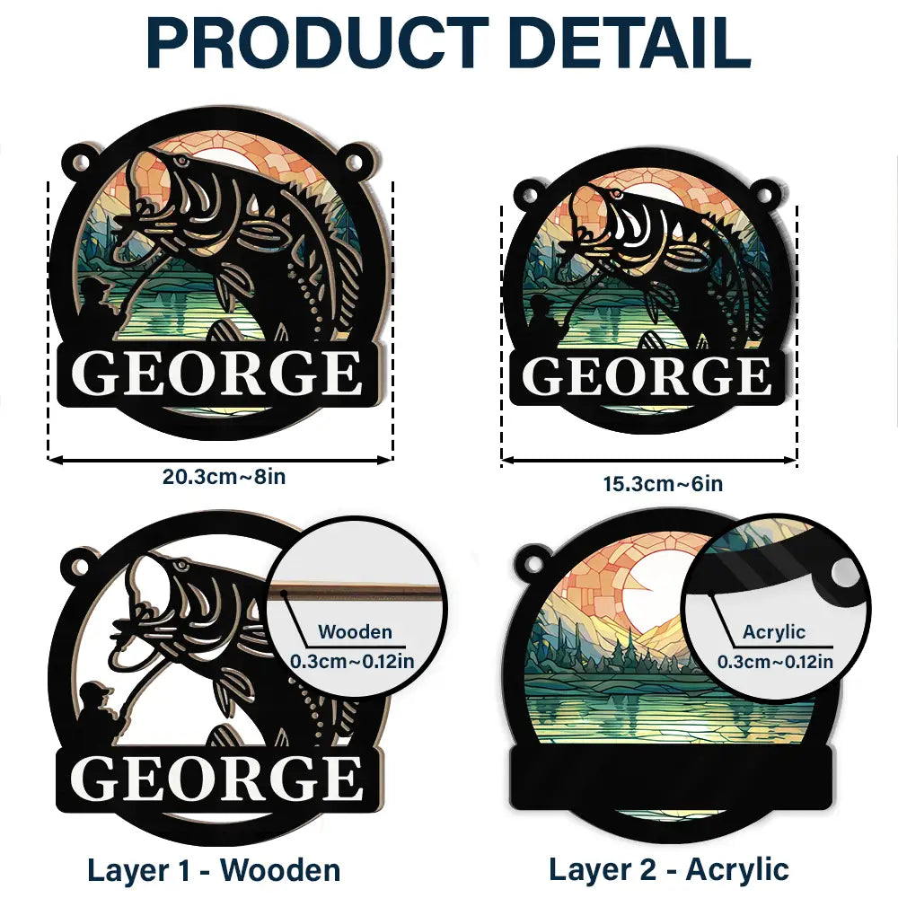 Bass Fishing - Personalized Window Hanging Suncatcher Ornament