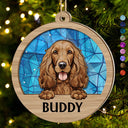 Best Friend For Life Dog Cat Christmas Stained Glass - Personalized Suncatcher Ornament