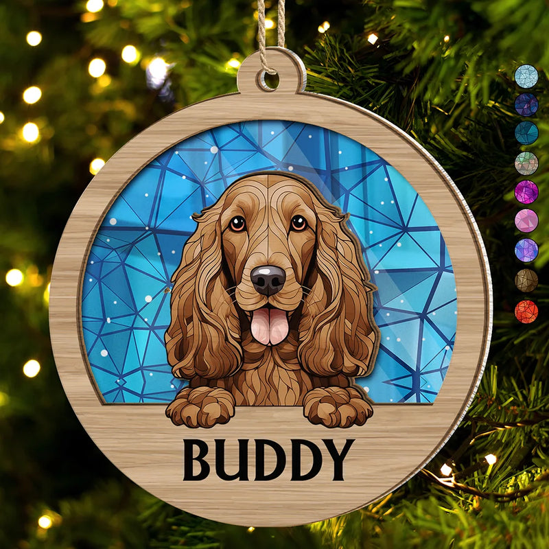 Best Friend For Life Dog Cat Christmas Stained Glass - Personalized Suncatcher Ornament
