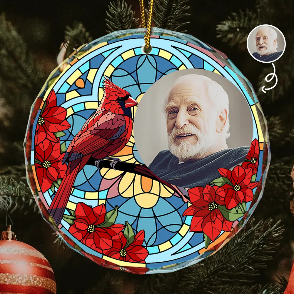 Custom Photo I'm Always With You Memorial - Personalized Circle Glass Ornament