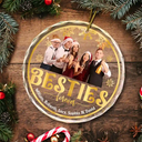 Custom Photo Stay Forever Snow Globe Christmas Family - Personalized Circle Glass Ornament