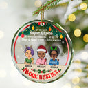 Christmas Work Besties You Are The Reason I Don't Punch People - Personalized Circle Glass Ornament
