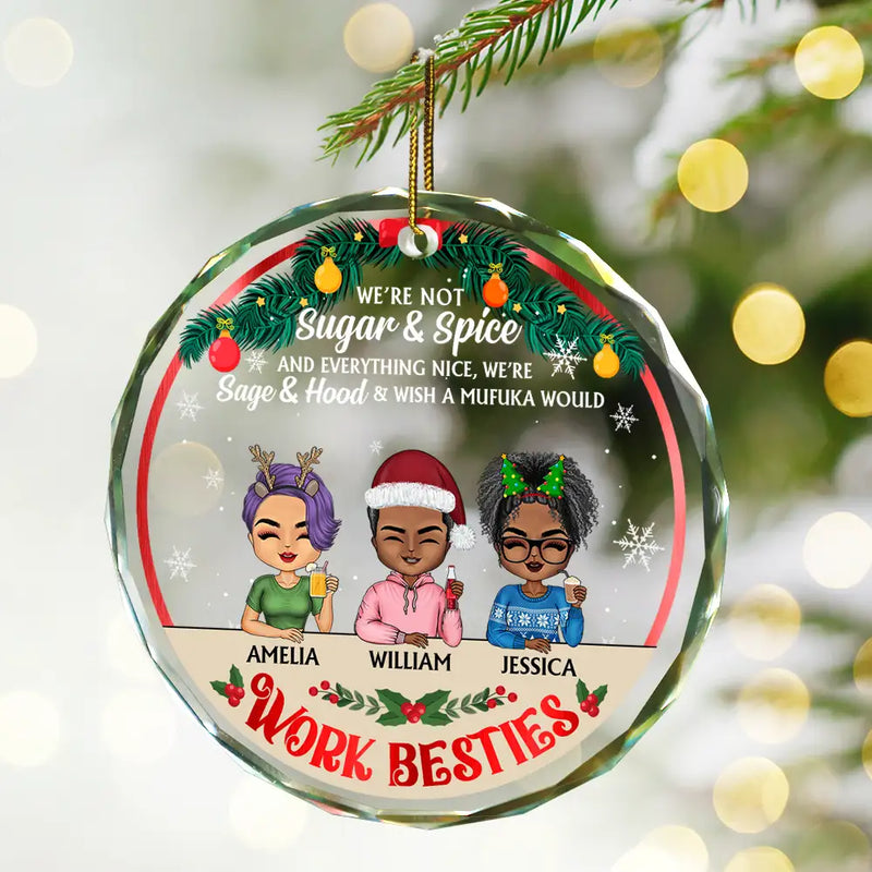 Christmas Work Besties You Are The Reason I Don't Punch People - Personalized Circle Glass Ornament