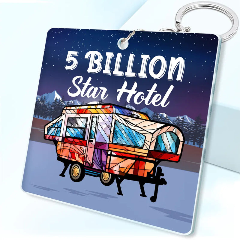 Porte-clés en acrylique personnalisé pour couples de camping-cars 