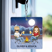 Porte-clés en acrylique personnalisé pour couples de camping-cars 