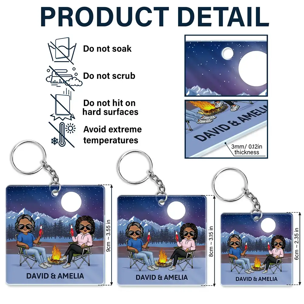 Porte-clés en acrylique personnalisé pour couples de camping-cars 