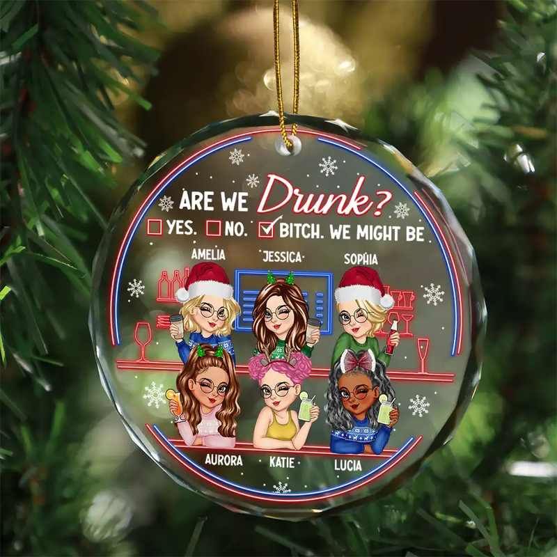 Here's To Another Year Of Bonding Over Alcohol Christmas Bestie - Personalized Circle Glass Ornament