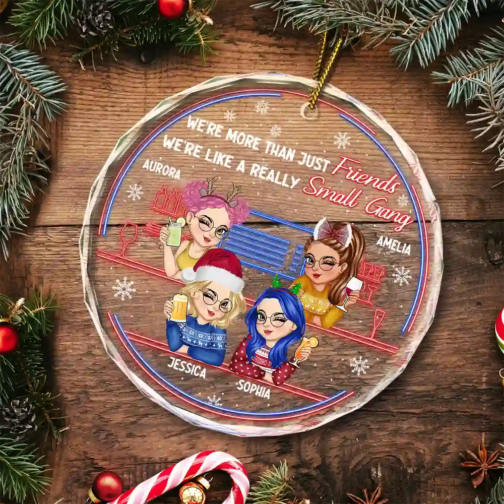 Here's To Another Year Of Bonding Over Alcohol Christmas Bestie - Personalized Circle Glass Ornament