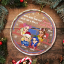 Here's To Another Year Of Bonding Over Alcohol Christmas Bestie - Personalized Circle Glass Ornament