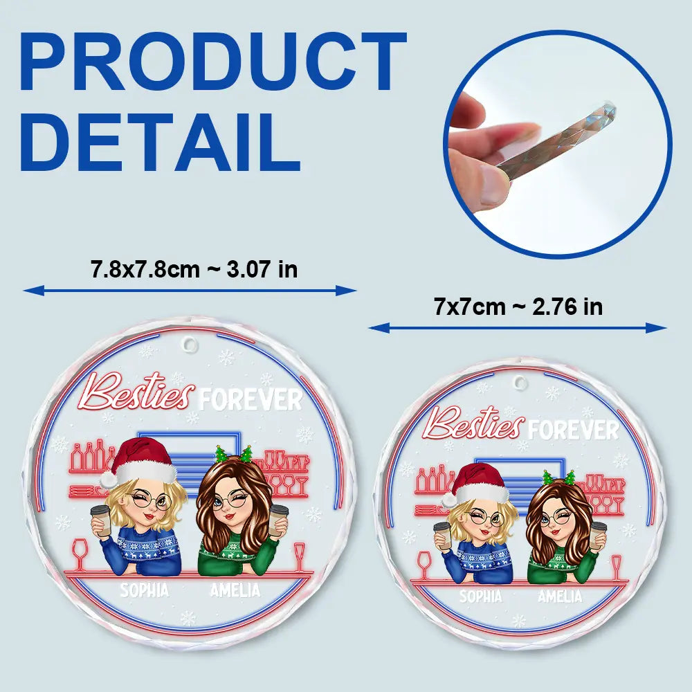 Here's To Another Year Of Bonding Over Alcohol Christmas Bestie - Personalized Circle Glass Ornament