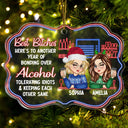 Here's To Another Year Of Bonding Over Alcohol Christmas Bestie - Personalized Medallion Acrylic Ornament