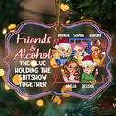 Here's To Another Year Of Bonding Over Alcohol Christmas Bestie - Personalized Medallion Acrylic Ornament