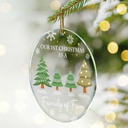 First Christmas As A Family Of Three - Personalized Circle Acrylic Ornament