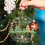First Christmas As A Family Of Three - Personalized Circle Acrylic Ornament