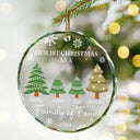 First Christmas As A Family Of Three - Personalized Circle Glass Ornament