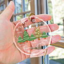 First Christmas As A Family Of Three - Personalized Circle Glass Ornament