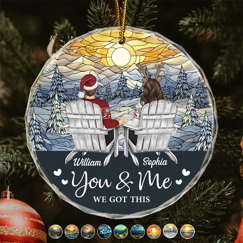 You And Me We Got This Christmas Couple - Personalized Circle Glass Ornament